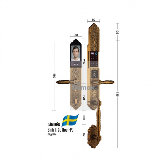 KHÓA ĐẠI SẢNH BIỆT THỰ DEMAX SL986 GB - APP WIFI